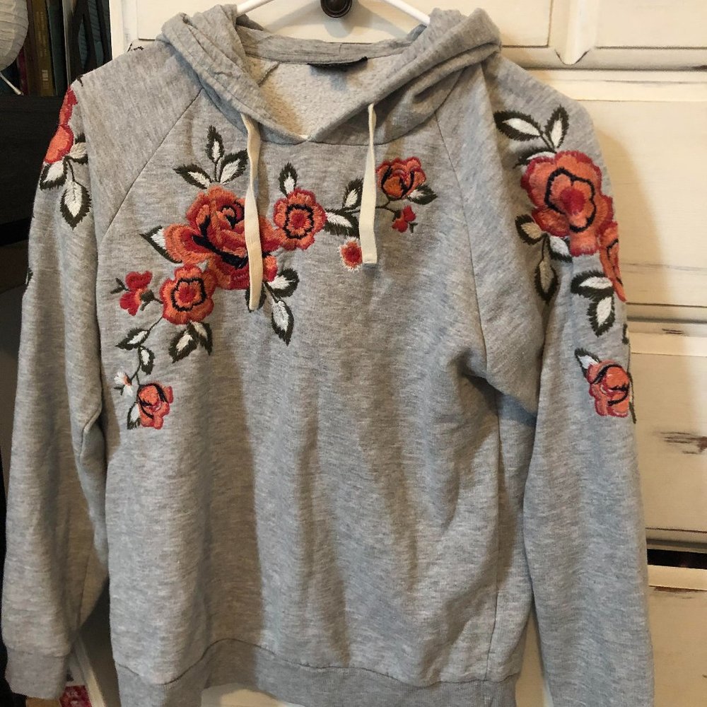 floral embroidered hoodie